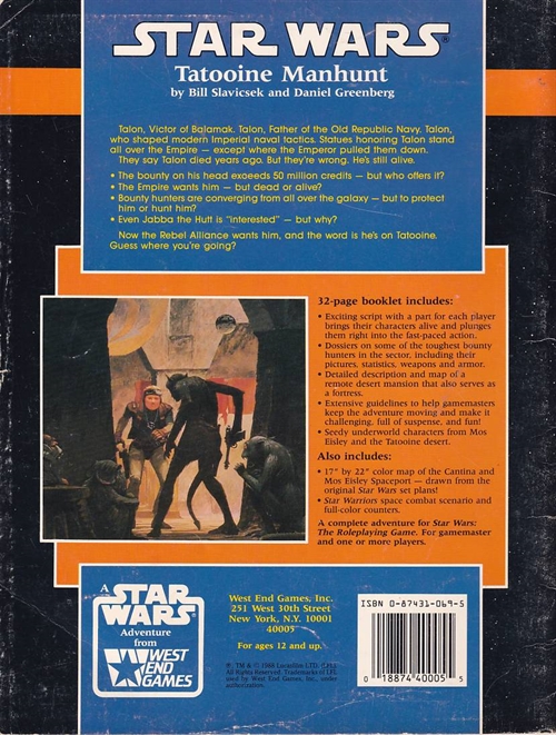 Star wars D6 - Tatooine Manhunt (B-Grade) (Genbrug)